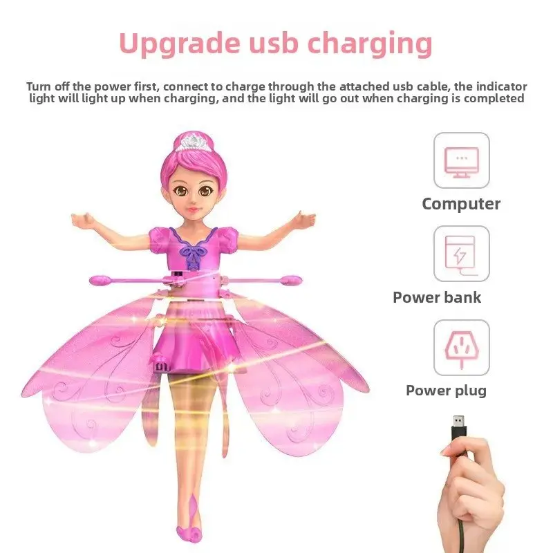 Flying Doll Toy Rechargeable Infrared Sensor Flying Doll Hand Sensor Magic Flying Toy for Children Gift