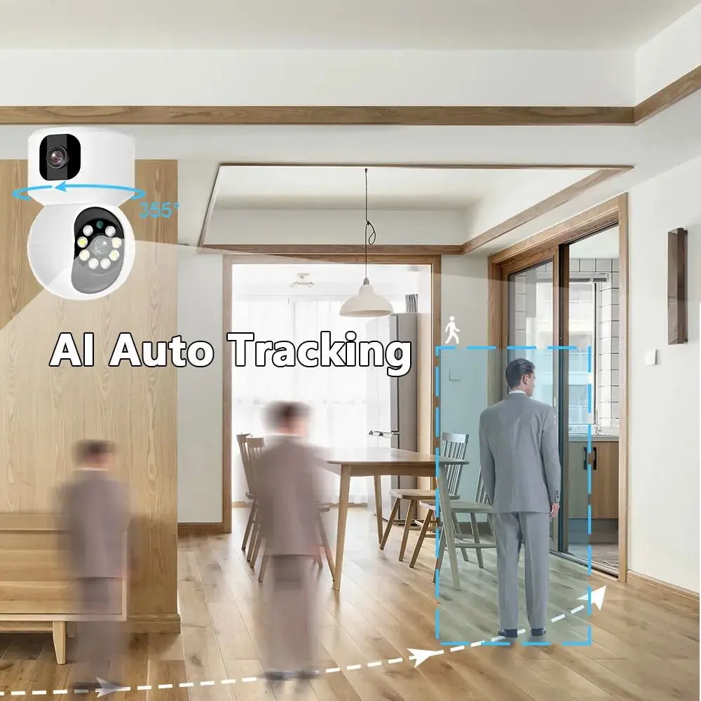 4G SIM Card Security Camera Auto Tracking Smart Life Baby Monitor 4MP Dual Lens Wifi PTZ IP Network Camera V380 Indoor Home CMOS - Image 5