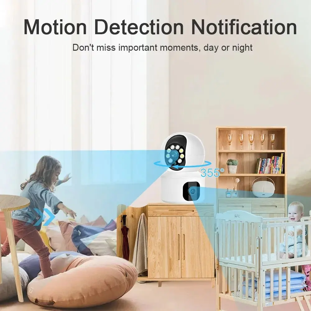 4G SIM Card Security Camera Auto Tracking Smart Life Baby Monitor 4MP Dual Lens Wifi PTZ IP Network Camera V380 Indoor Home CMOS - Image 3