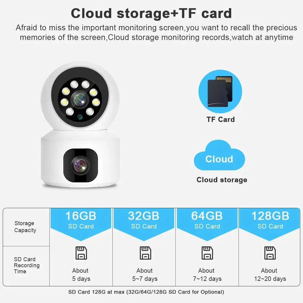 4G SIM Card Security Camera Auto Tracking Smart Life Baby Monitor 4MP Dual Lens Wifi PTZ IP Network Camera V380 Indoor Home CMOS - Image 2