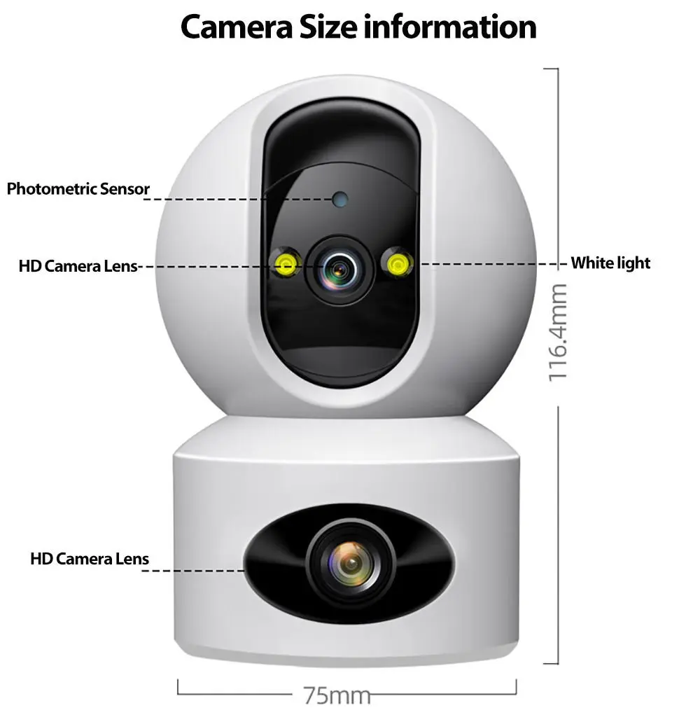 4G SIM Card Security Camera Auto Tracking Smart Life Baby Monitor 4MP Dual Lens Wifi PTZ IP Network Camera V380 Indoor Home CMOS - Image 6
