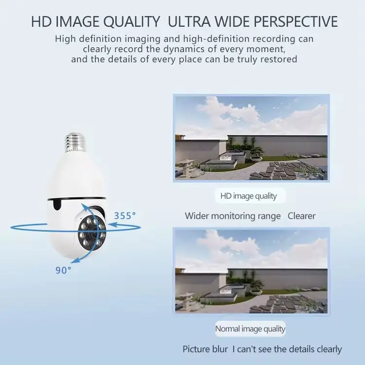 Bulb New 360 Degree HD 720p Wireless CCTV Home Security Camera Wifi Speaker Outdoor Security Camera Featuring CMOS Imaging - Image 5